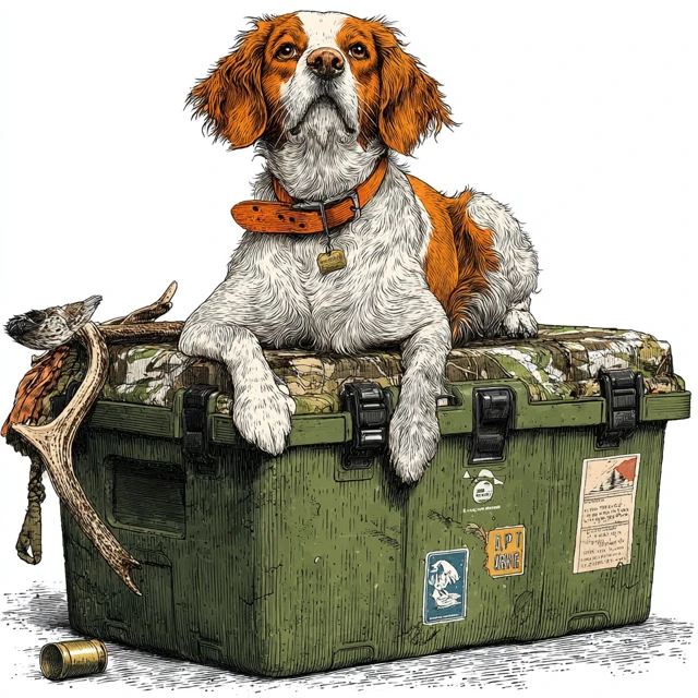 Brittany Spaniel Hunting Illustration Vintage Style