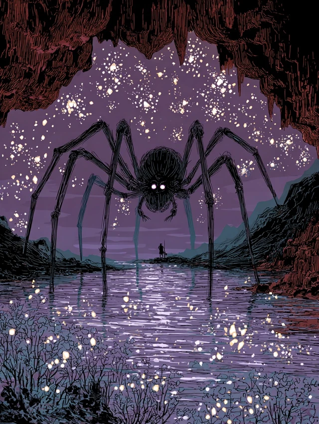 Giant Spider in a Desert Cave