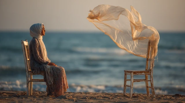 Arab Girl on Beach Symbolic Absence