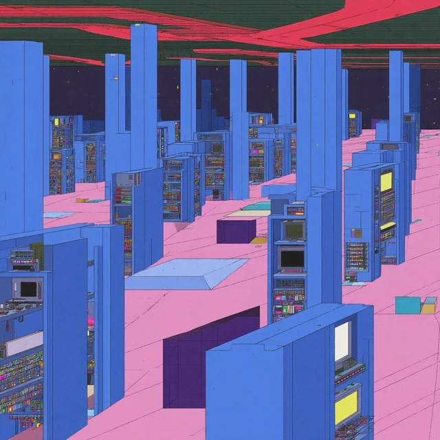 Cyberpunk Server Room Futuristic Data Center