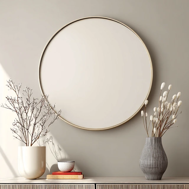 Artwork Mockup Circular Frame Modern Home