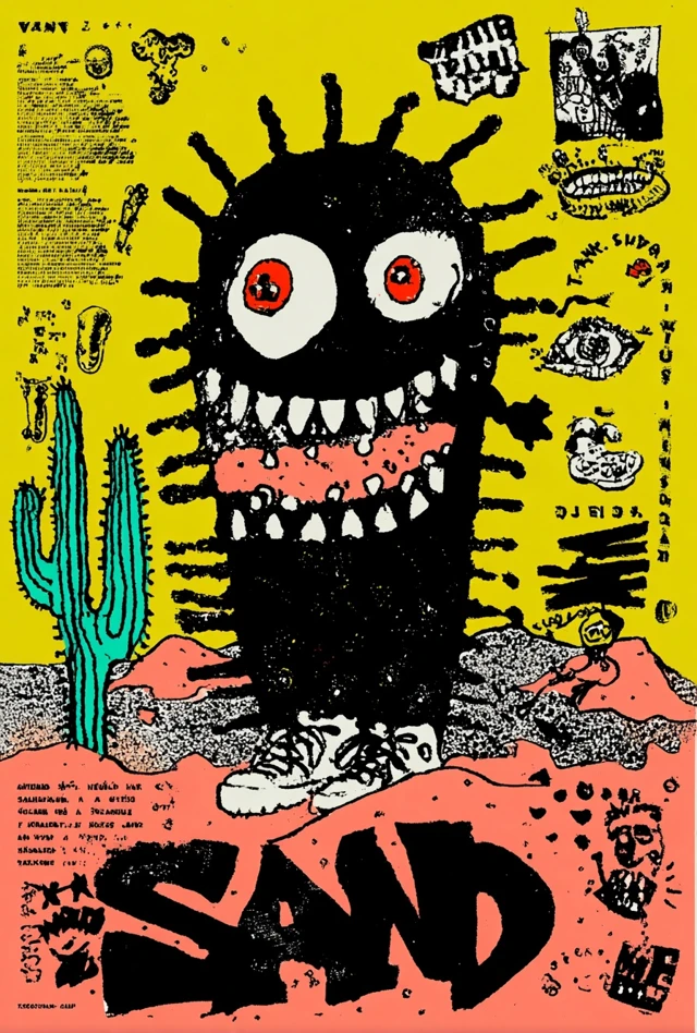 Cartoon Desert Poster Art Sand Illustration