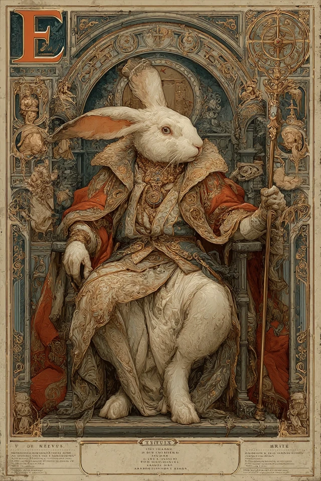 Illuminated Manuscript Rabbit King Art
