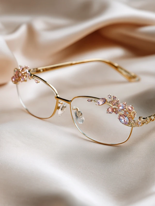 Luxury Designer Eyeglasses with Floral Gemstones