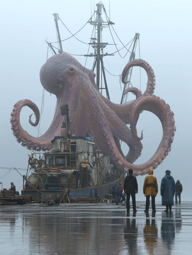 Giant Octopus Attacks Fishing Boat