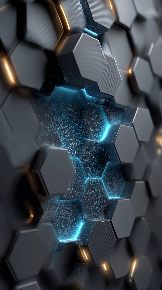 Hexagonal Armor Texture with Blue Energy Glow