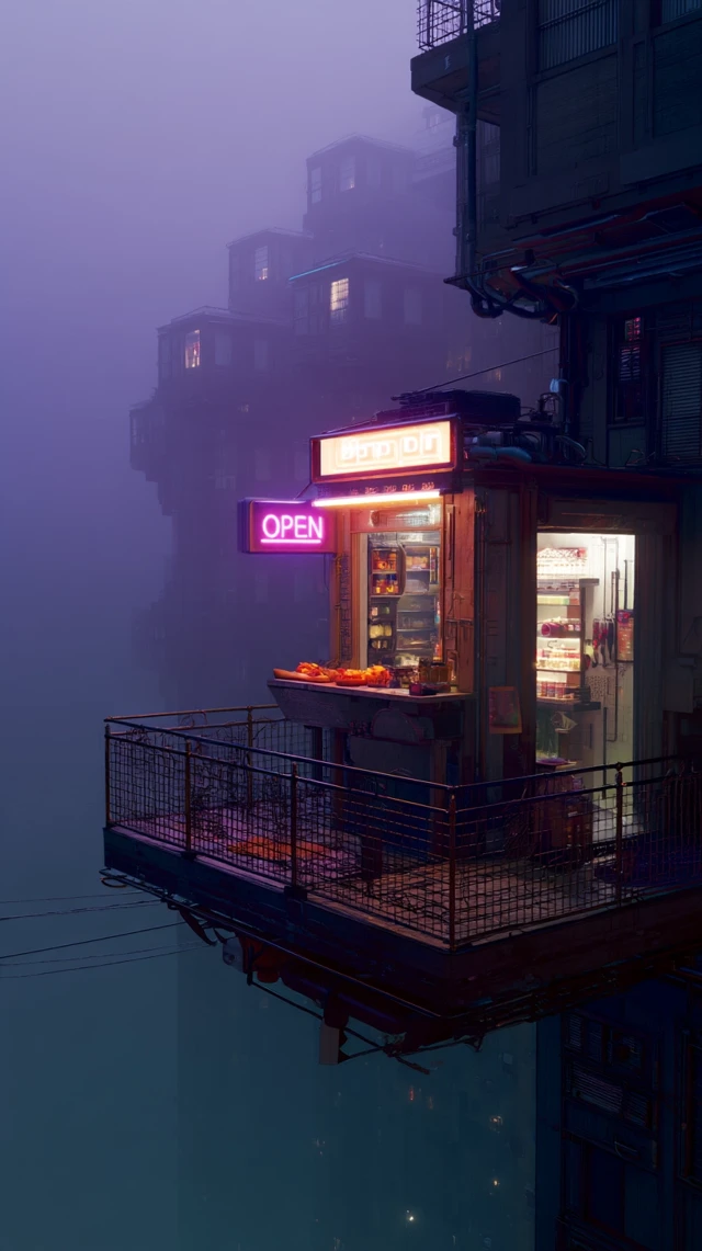 Cyberpunk Floating Market Stall
