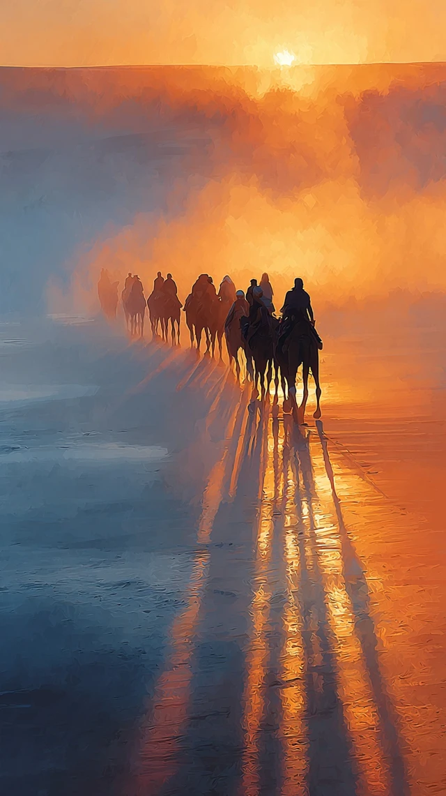 Moroccan Sahara Desert Sunrise Oil Painting