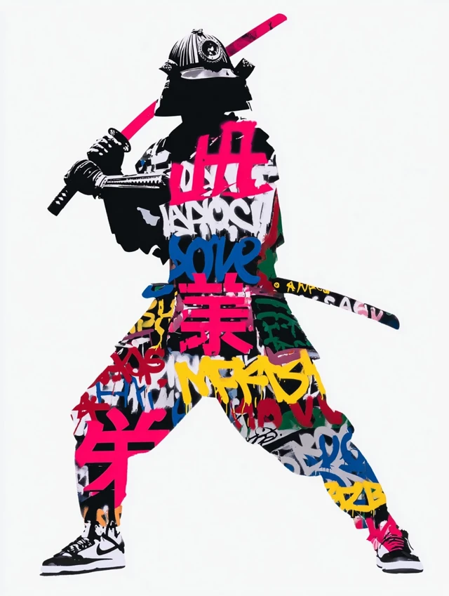 Samurai Warrior Graffiti Art Urban Culture