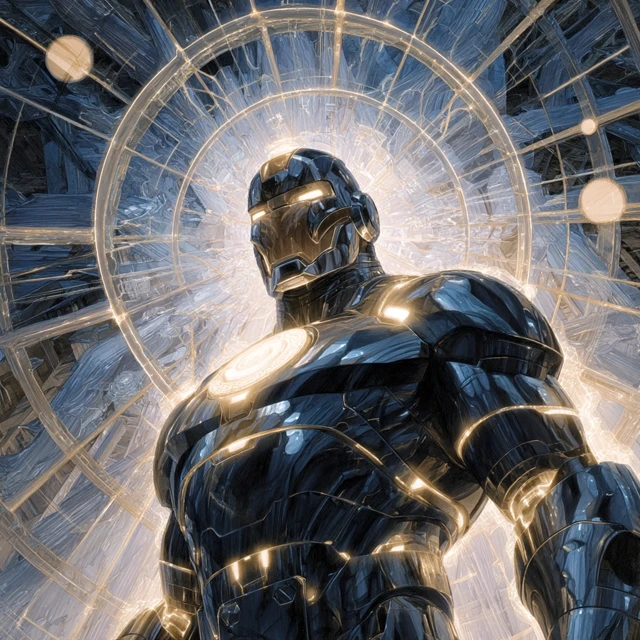 High Tech Armored Superhero Comic Book Art