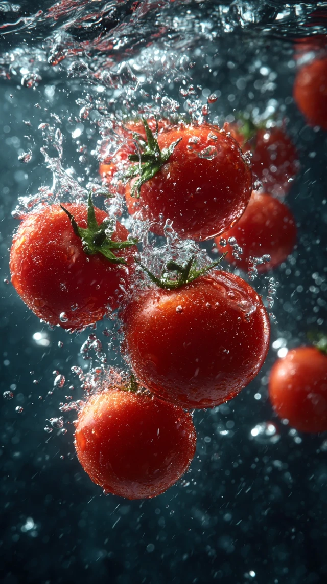 Tomatoes Falling Into Water Slow Motion Splash