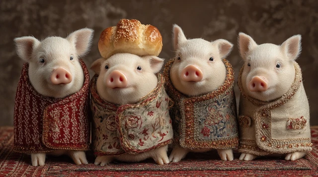 Charming Pigs in Blankets Adorned in Cozy Attire