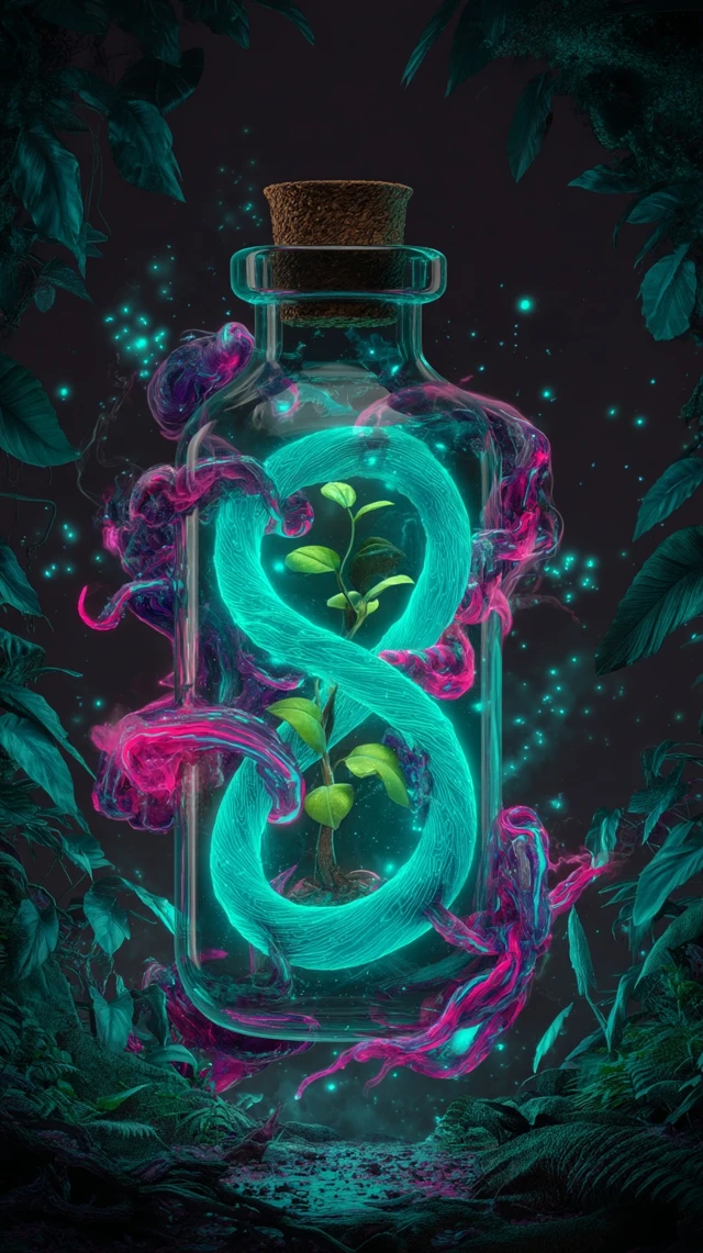 Cyberpunk Bioluminescent Jungle at Midnight