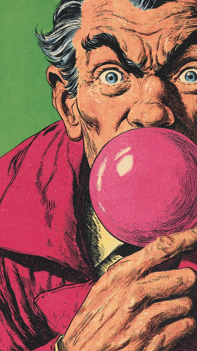 Angry Man Gum Bubble 1960s Comic Art