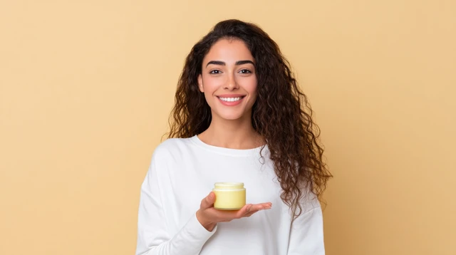 Handcrafted Skincare Product Showcase with Young Model