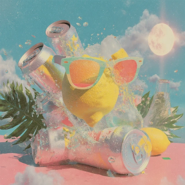 Summer Vibes Album Cover Art Lemon Sunglasses Soda Tropical