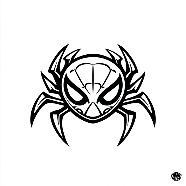 Spider Mascot Logo Black and White Cartoon Sports