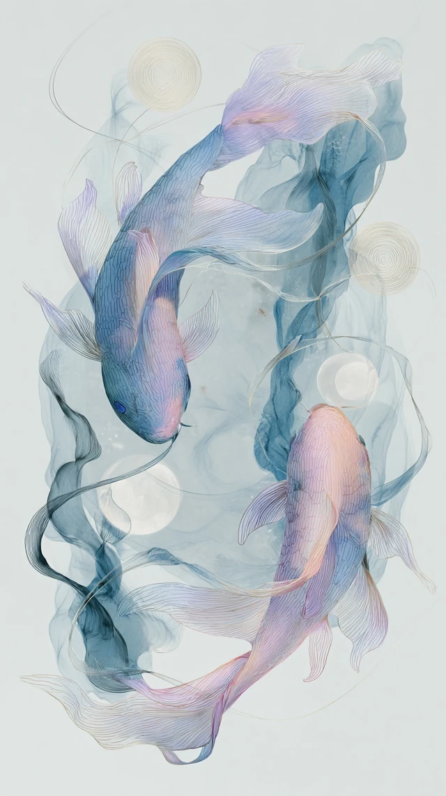 Pisces Zodiac Art Dreamlike Illustration Wall Decor