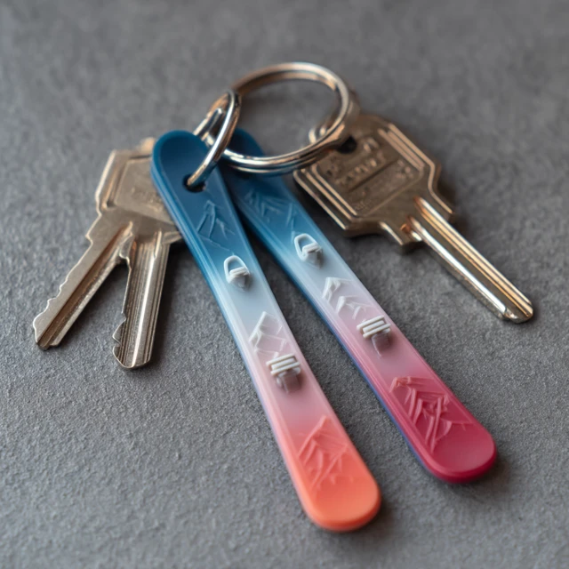 3D Printed Ski Keychain for Keys Gradient Plastic
