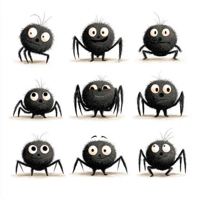 Adorable Spider Character Turnarounds Childrens Book
