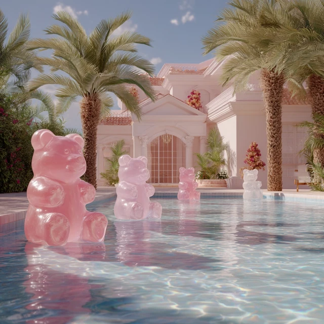 Gummy Bears Pool Party Pink Mansion Paradise