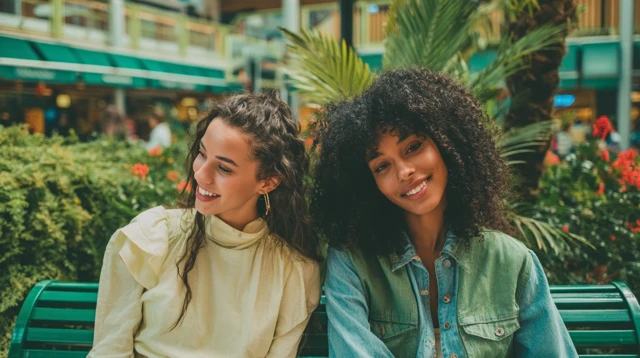 Smiling Friends in Nature Shopping Center