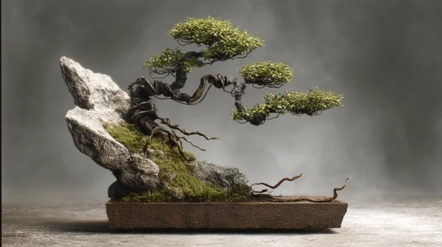 Bonsai Tree Tranquil Nature Art