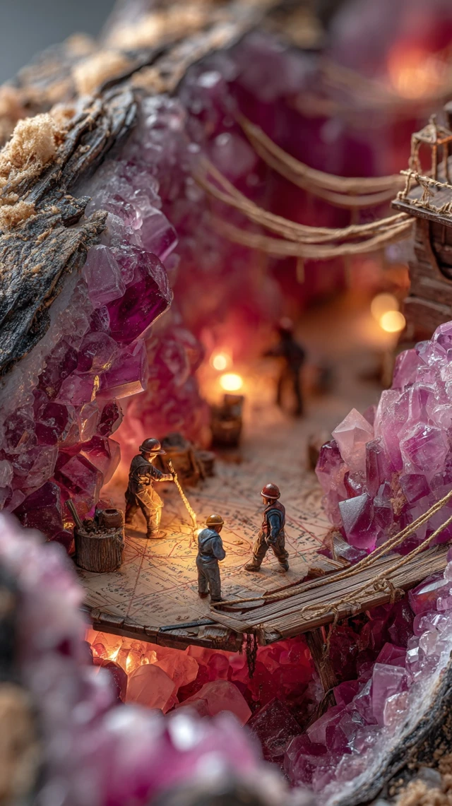 Fantasy Crystal Mine Diorama Miniature Scene