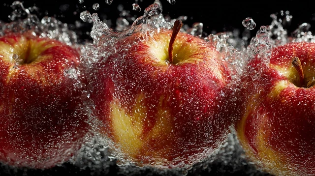Apples with Water Droplets Macro Photography