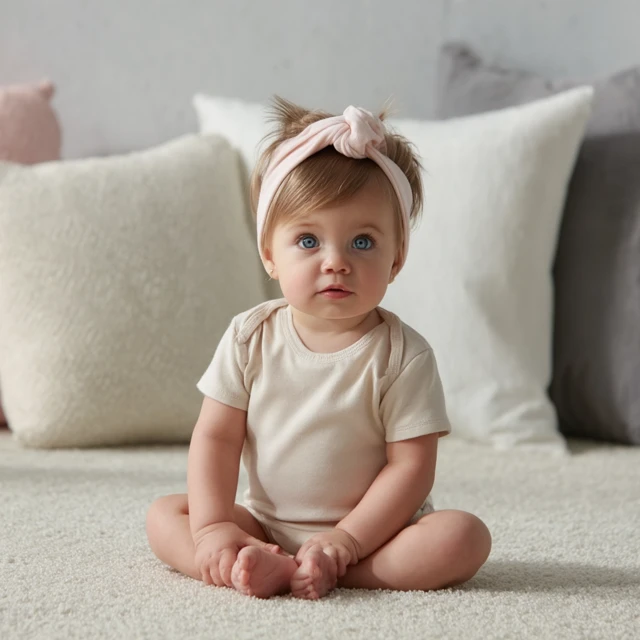 Adorable Baby Girl in Onesie Product Photography