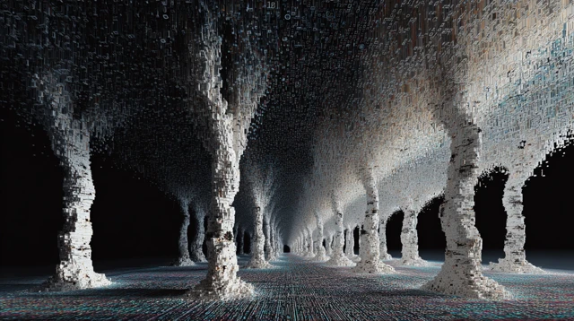 Surreal 3D Birch Tree Forest Black Hole Digital Art