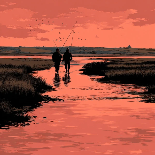 Fly Fishing on Cape Cod Brewster Flats TShirt Design