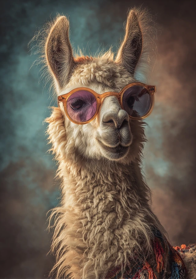 Cool Llama with Shades Whimsical Dreamlike Photography