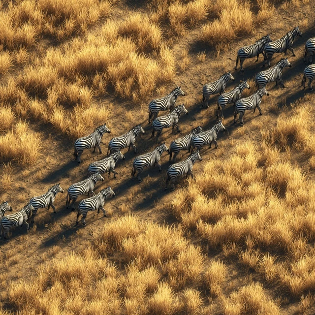 African Savannah Zebras Herd Wildlife