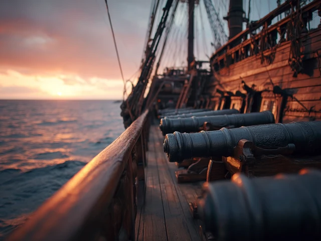 Pirate Ship Sunset Cinematic Photography