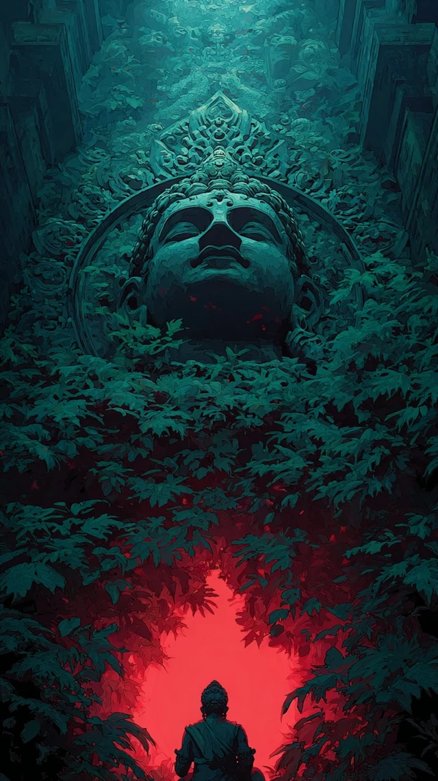 Deity Statue in a Dark and Mysterious Setting