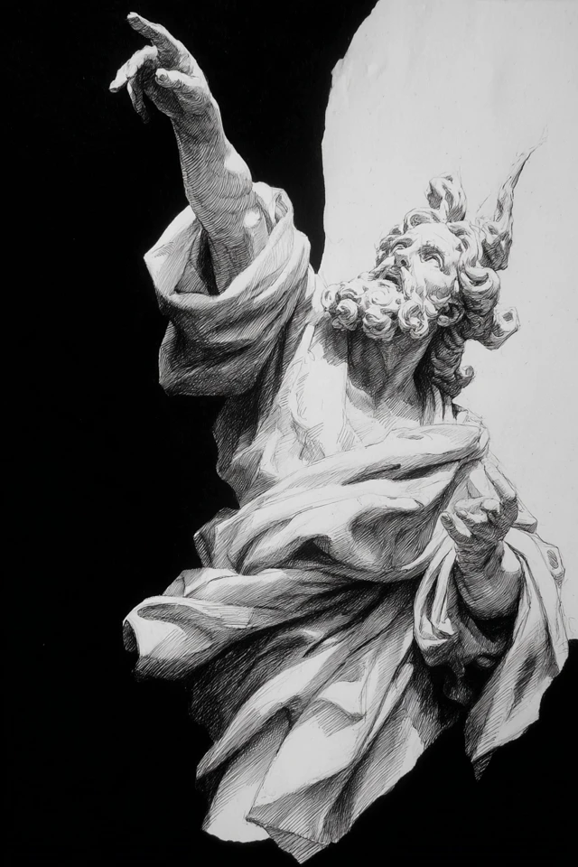Greek God Statue Graphite Sketch Tattoo Art