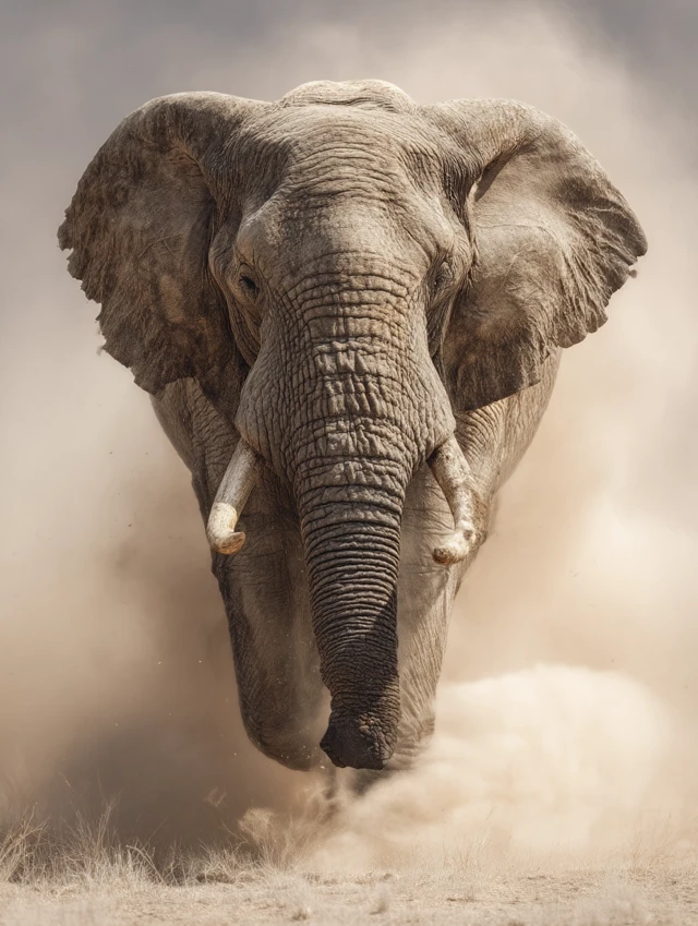 Elephant Charging Photo Realistic Wildlife