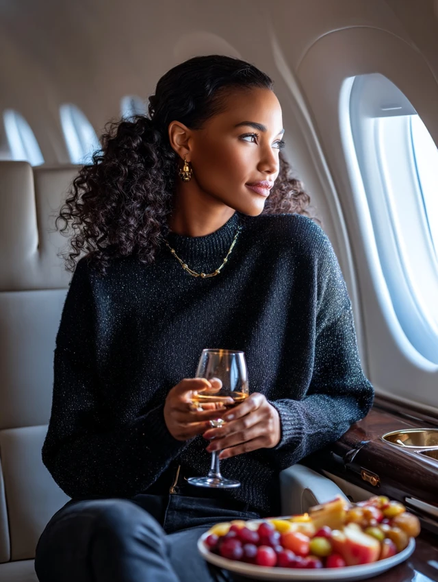 Luxury Travel African American Woman First Class