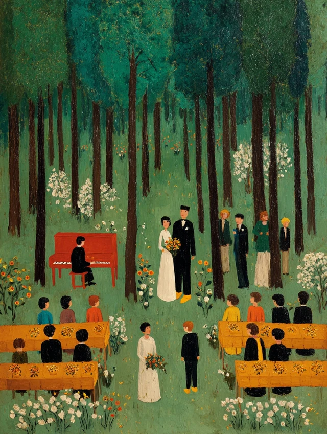 Wedding Ceremony Painting in the Woods
