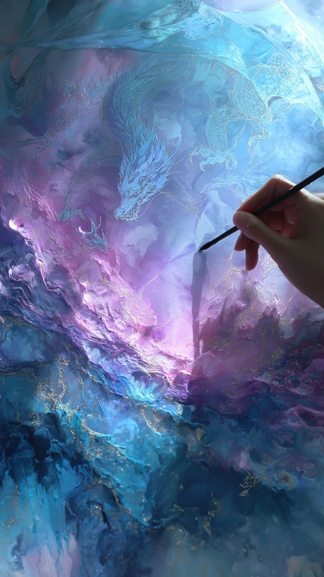 Chinese Ink Painting Dragon Fantasy Art