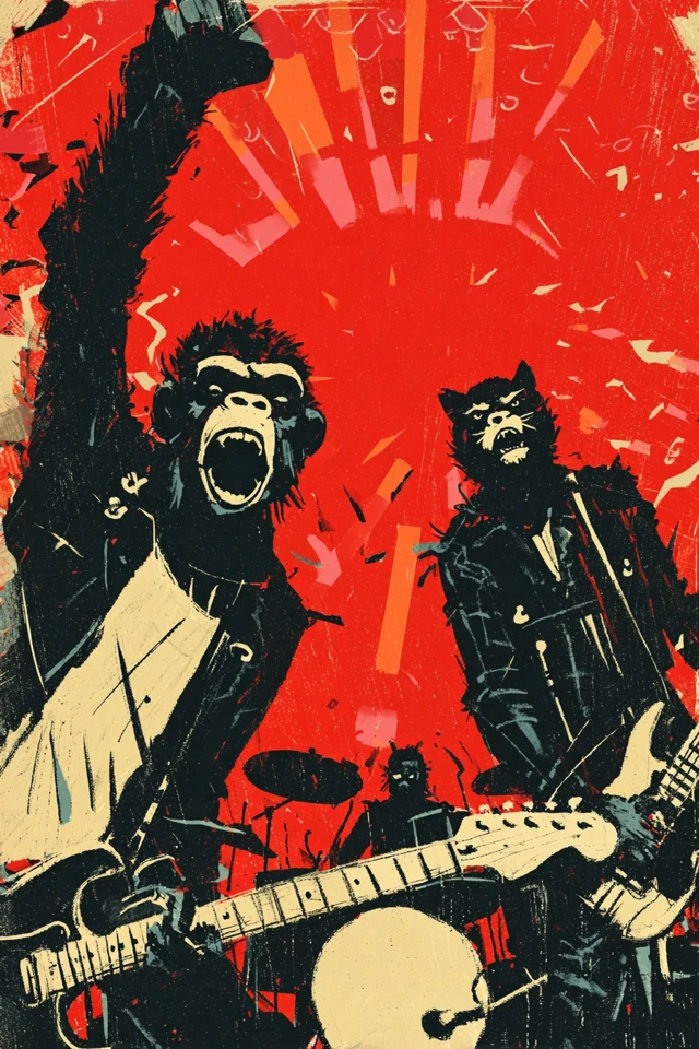Retro Punk Rock Band Concert Illustration