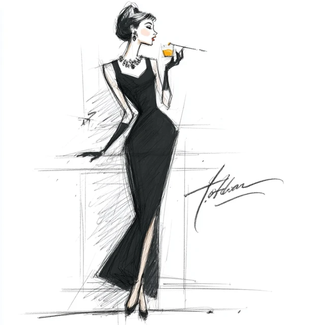 Audrey Hepburn Breakfast at Tiffanys Minimalist Sketch