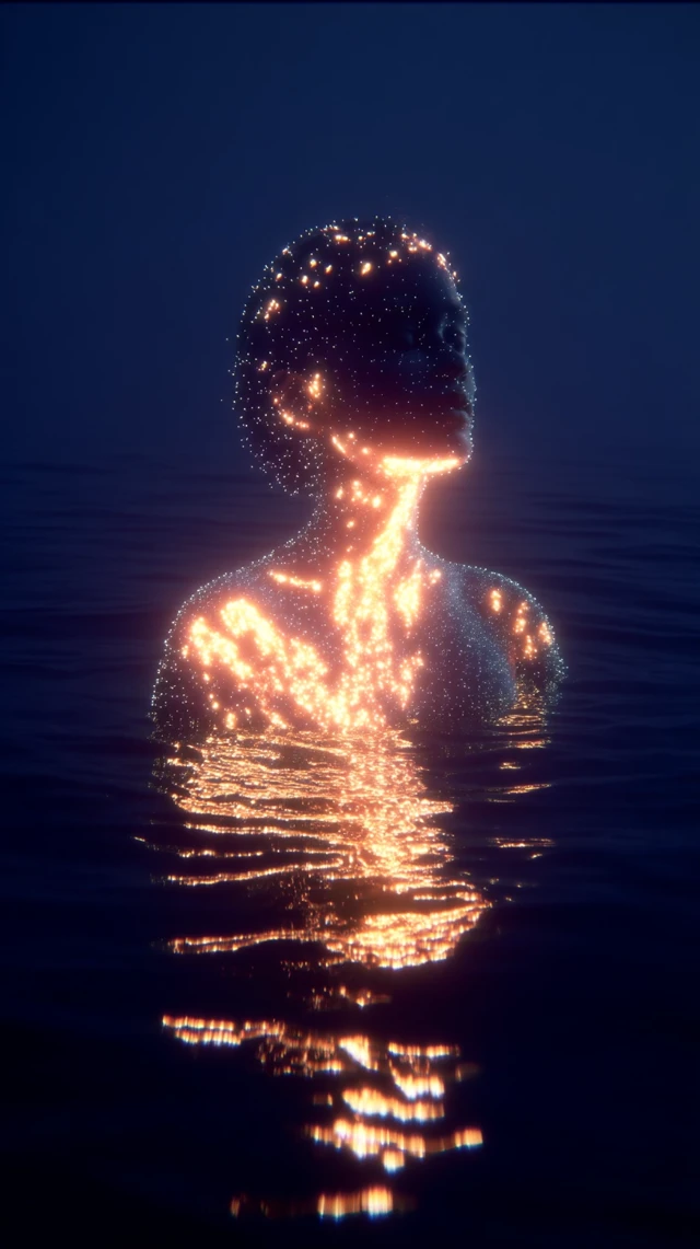 Glowing Woman Emerging Rebirth Surreal Art