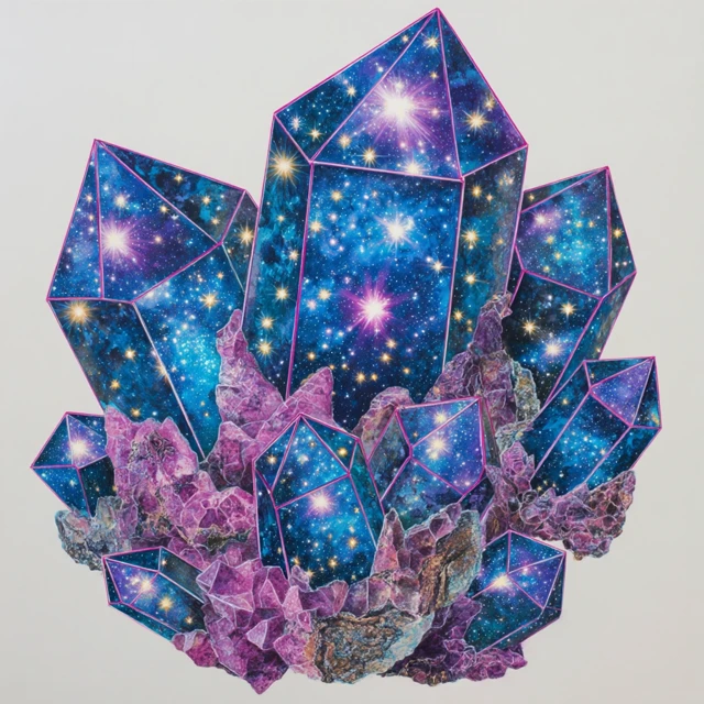 Floating Crystals with Star Fields Art