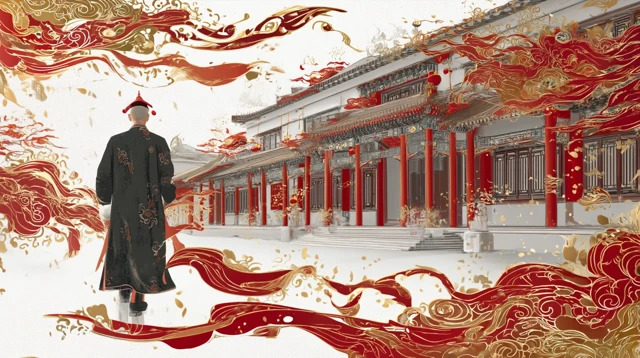 Qing Dynasty Official in Traditional Chinese Art