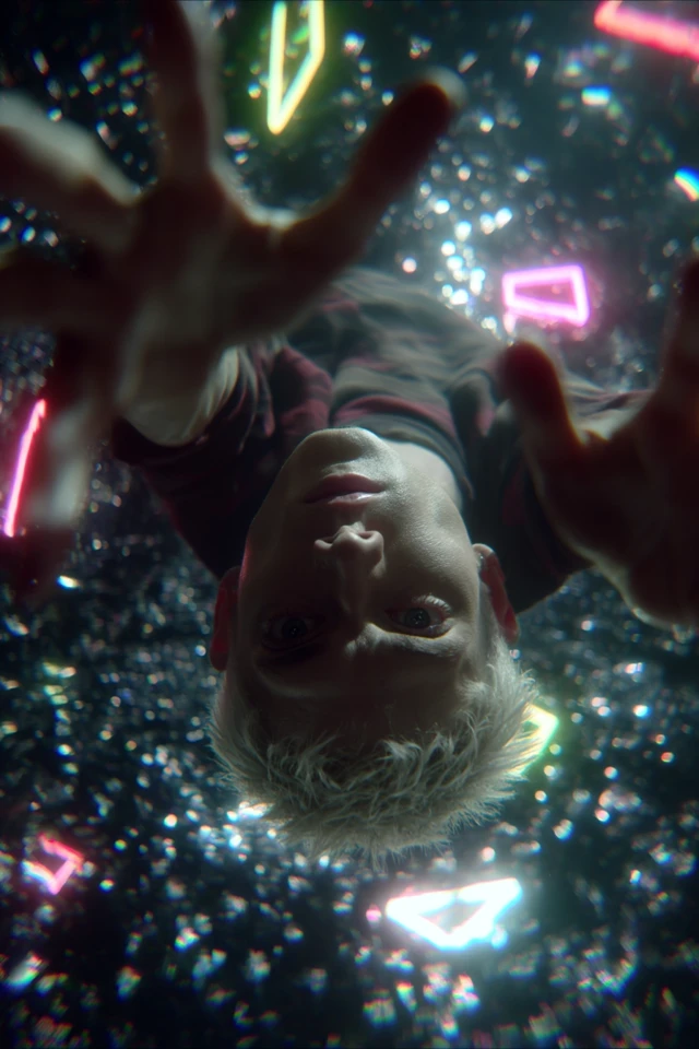 Dreamlike Cinematic Portrait Man In Neon Space