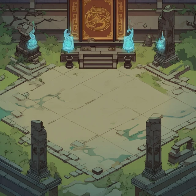 Ancient Plaza Illustration - Isometric Perspective
