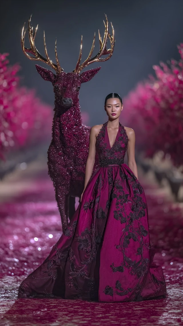 Mythical Runway Model with Stag Fashion Photography