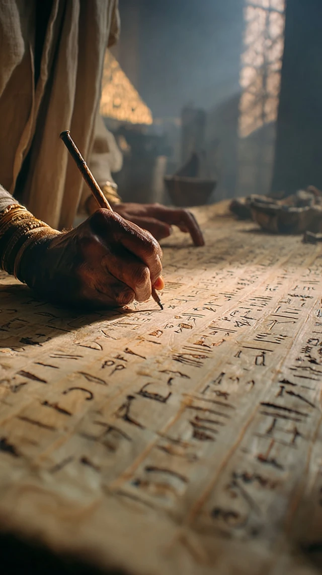 Ancient Egyptian Scribe Writing Hieroglyphs
